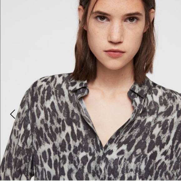 All Saints Keri Ash Grey Leopard Print Shirt Small - Picture 4 of 16